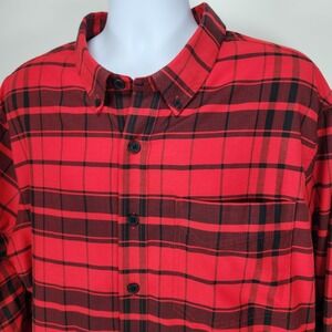 Duluth Untucked Alaskan Hardgear Mens 2XLT Button‎ Up Plaid Flannel Shirt Red